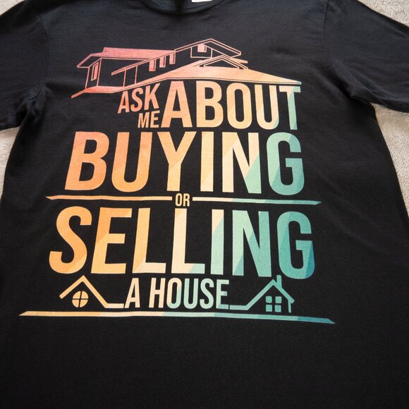 Real Estate Agent Art Graphic T-Shirt  Men Medium Black Double Print Casual Tee - Picture 3 of 12